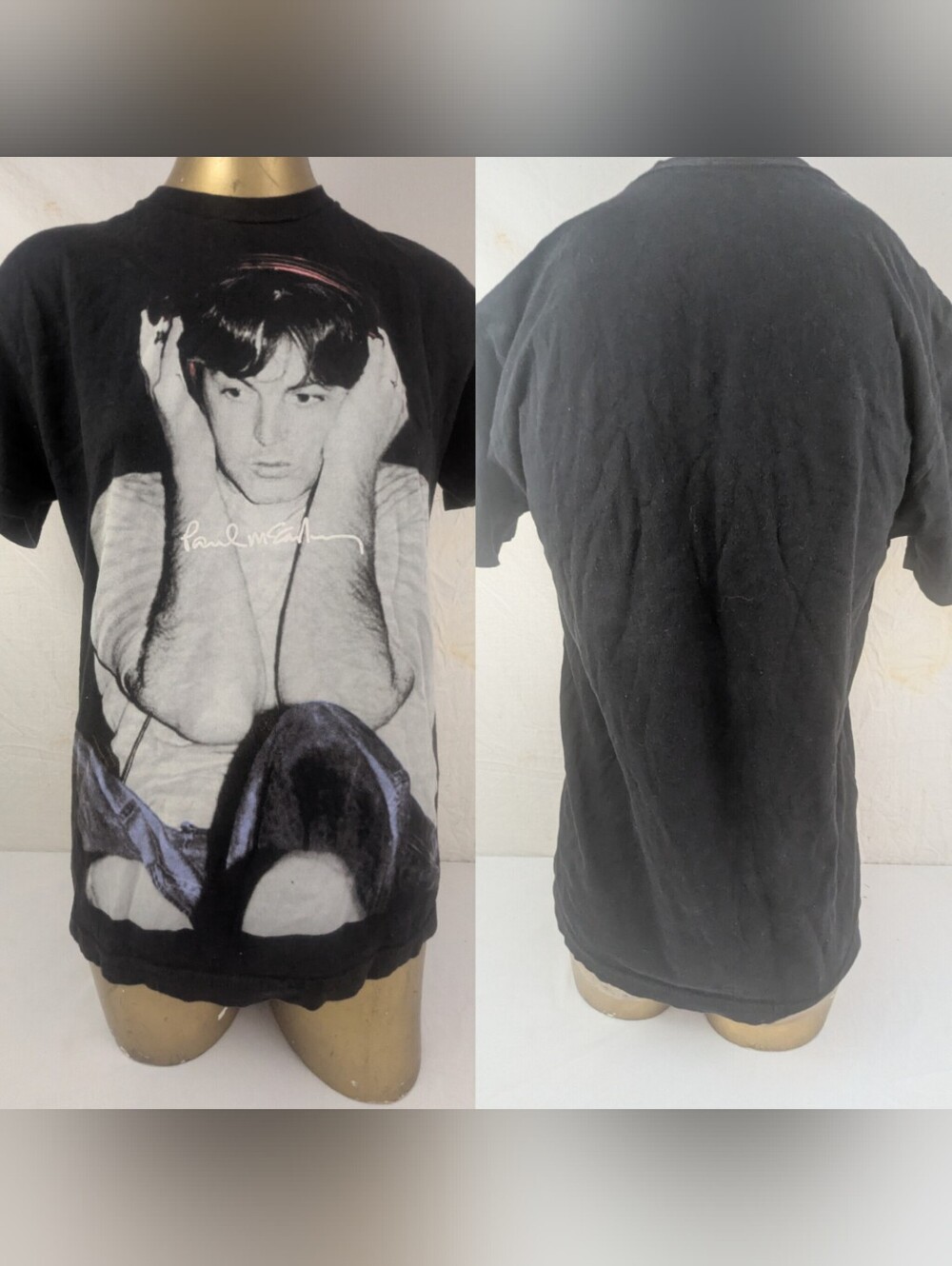 Paul McCartney Wearing Headphones Black Tee Size Small